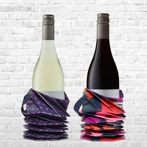 Print Assorted Origami Paper Wine Tote Bag (Mini Dot Navy)